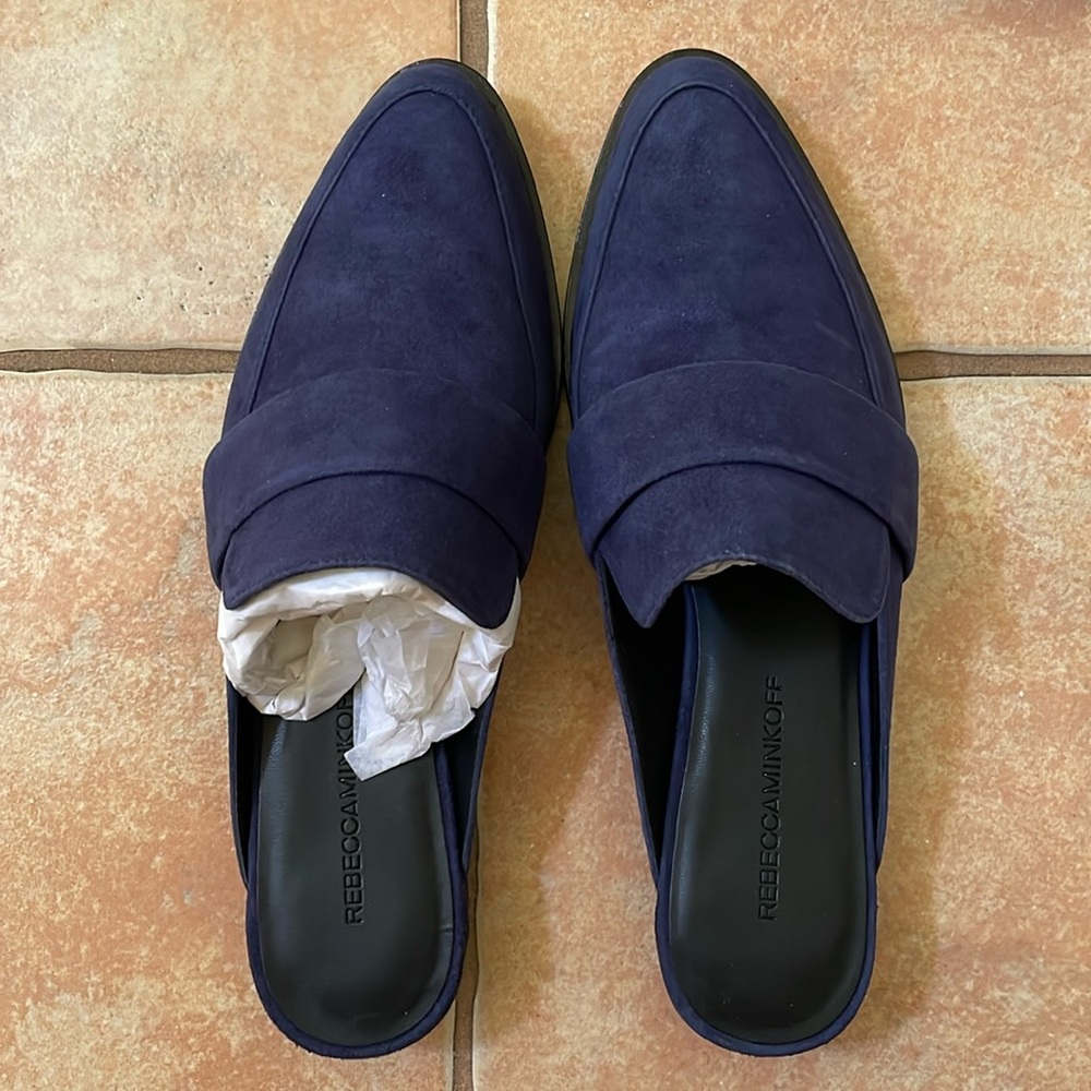 New Rebecca Minkoff suede loafer mules